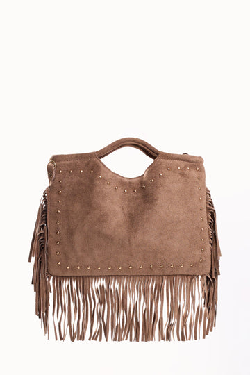 Borsa in camoscio con frange