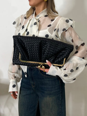 Pochette nera intrecciata