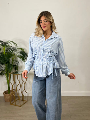 Camicia con laccetti laterali - azzurra