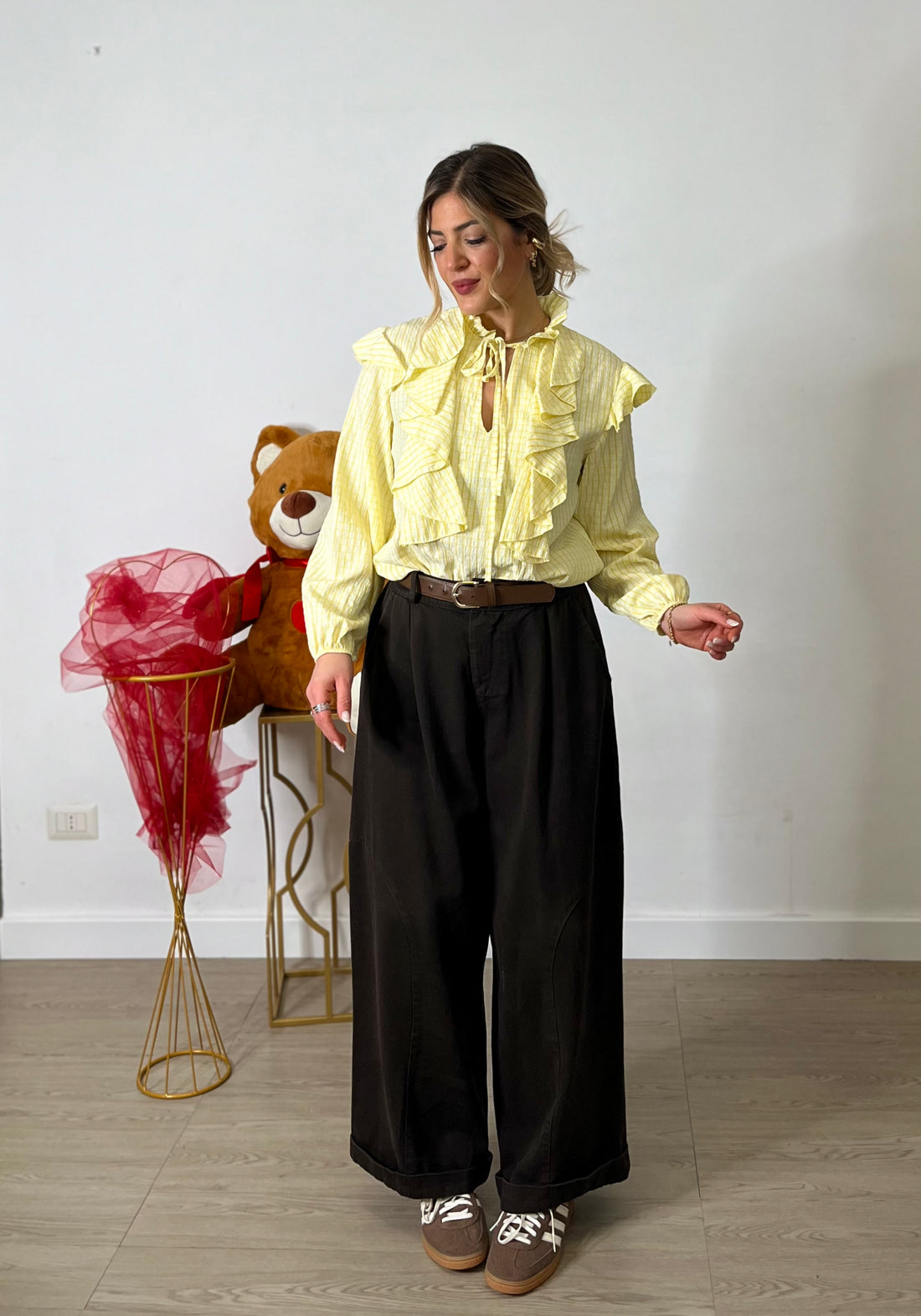 Pantalone wide leg - marrone