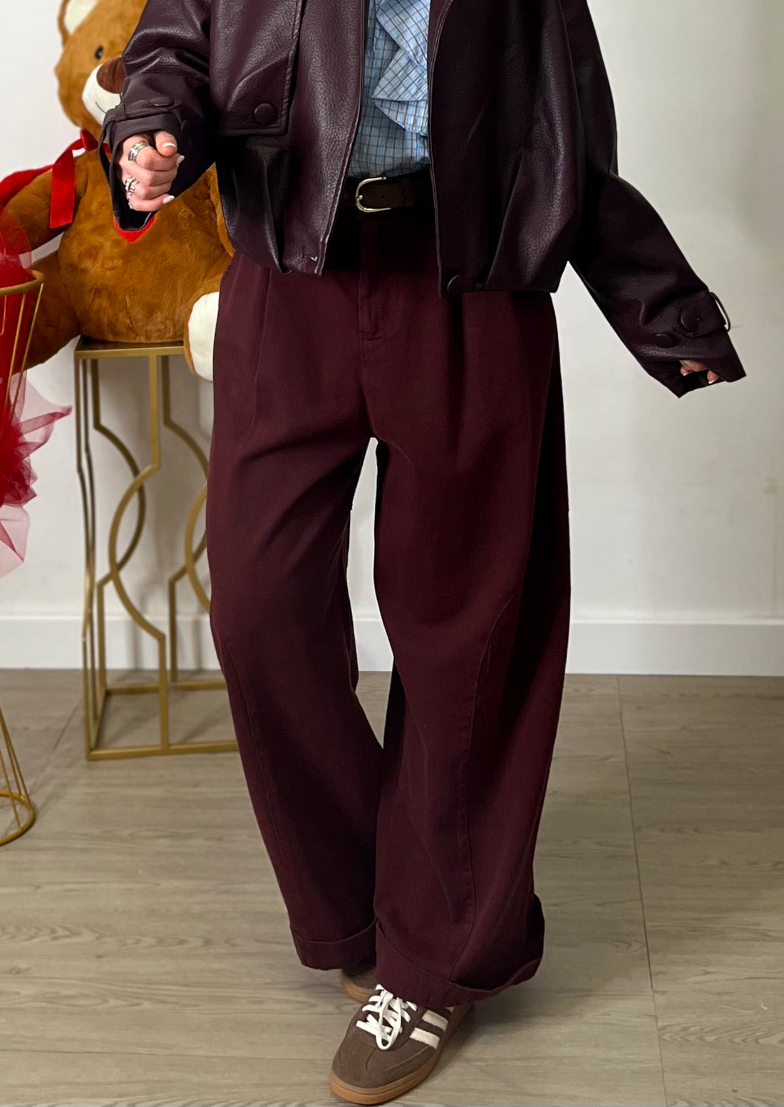 Pantalone wide leg - bordeuax