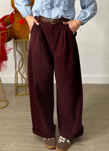 Pantalone wide leg - bordeuax