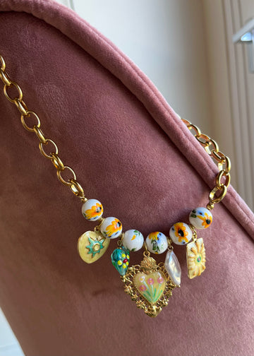 Collana con perle e ciondolo con cuore