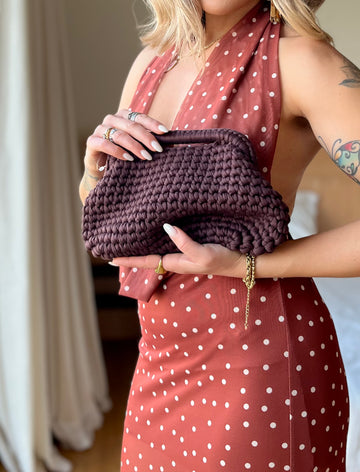 Pochette Mini intrecciata - marrone