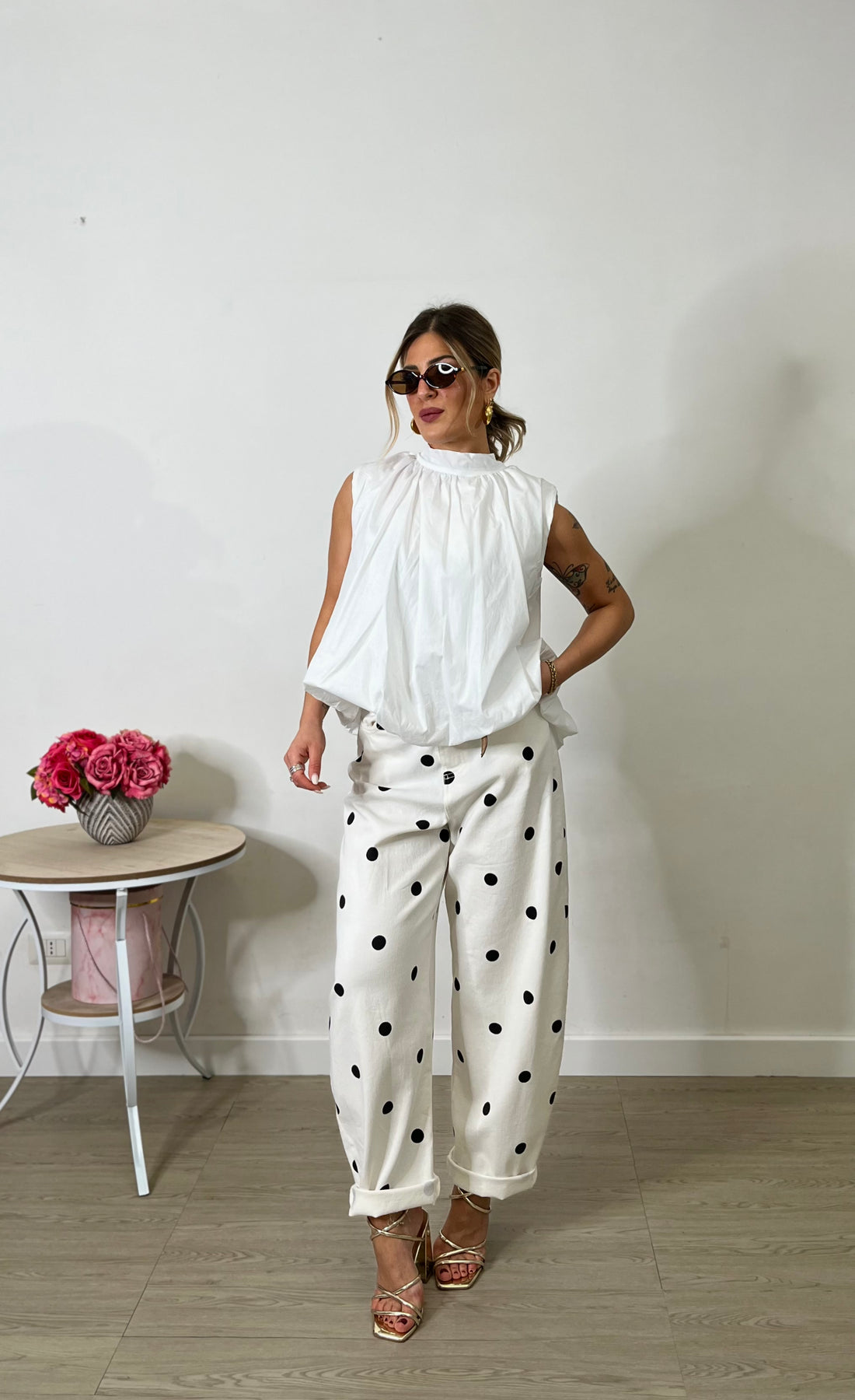 Shirt Balloon con schiena aperta - bianca