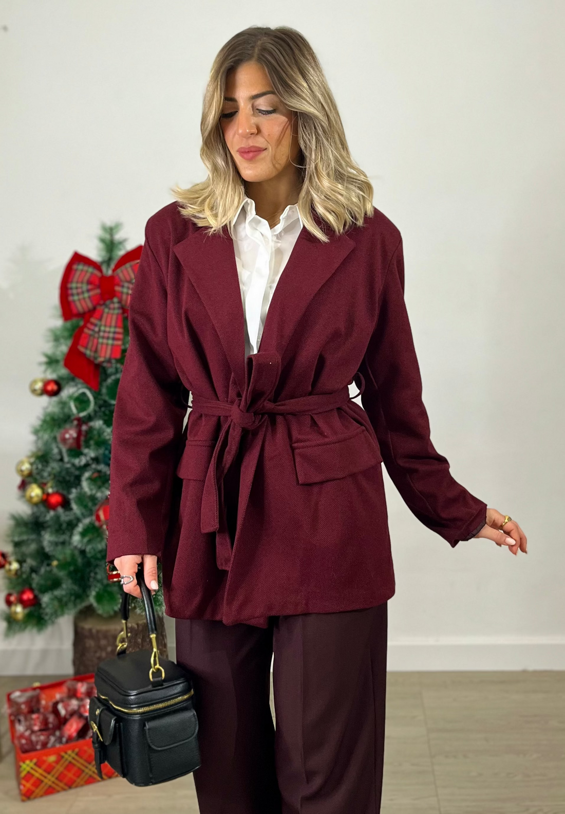 Belted Burgundy Jacket