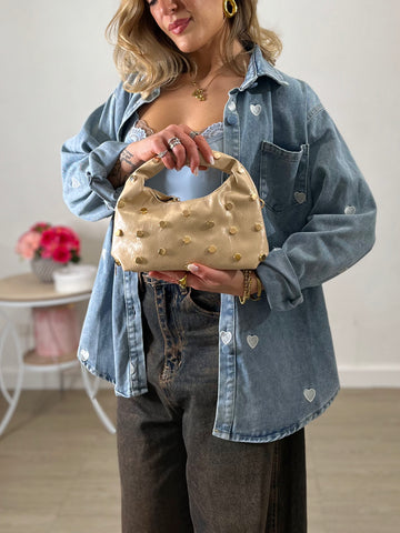 Mini bag con borchie - apricot