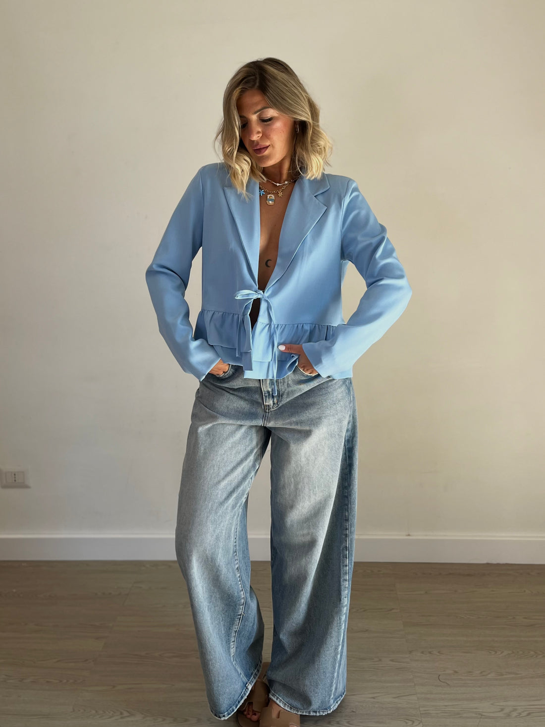 Blazer crop Grace - azzurro