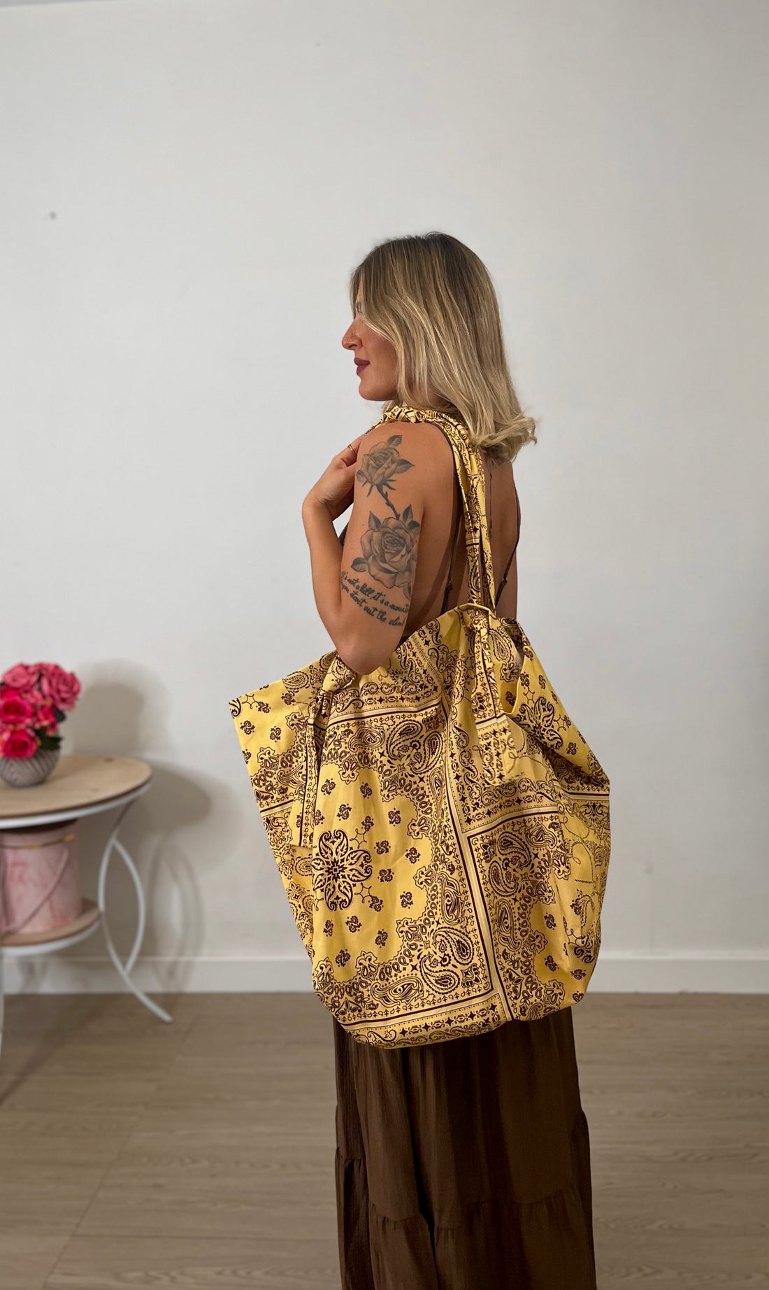 Borsa in cotone stampa paisley - Lumina