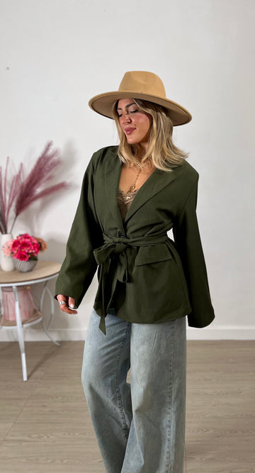 Blazer con cintura - verde