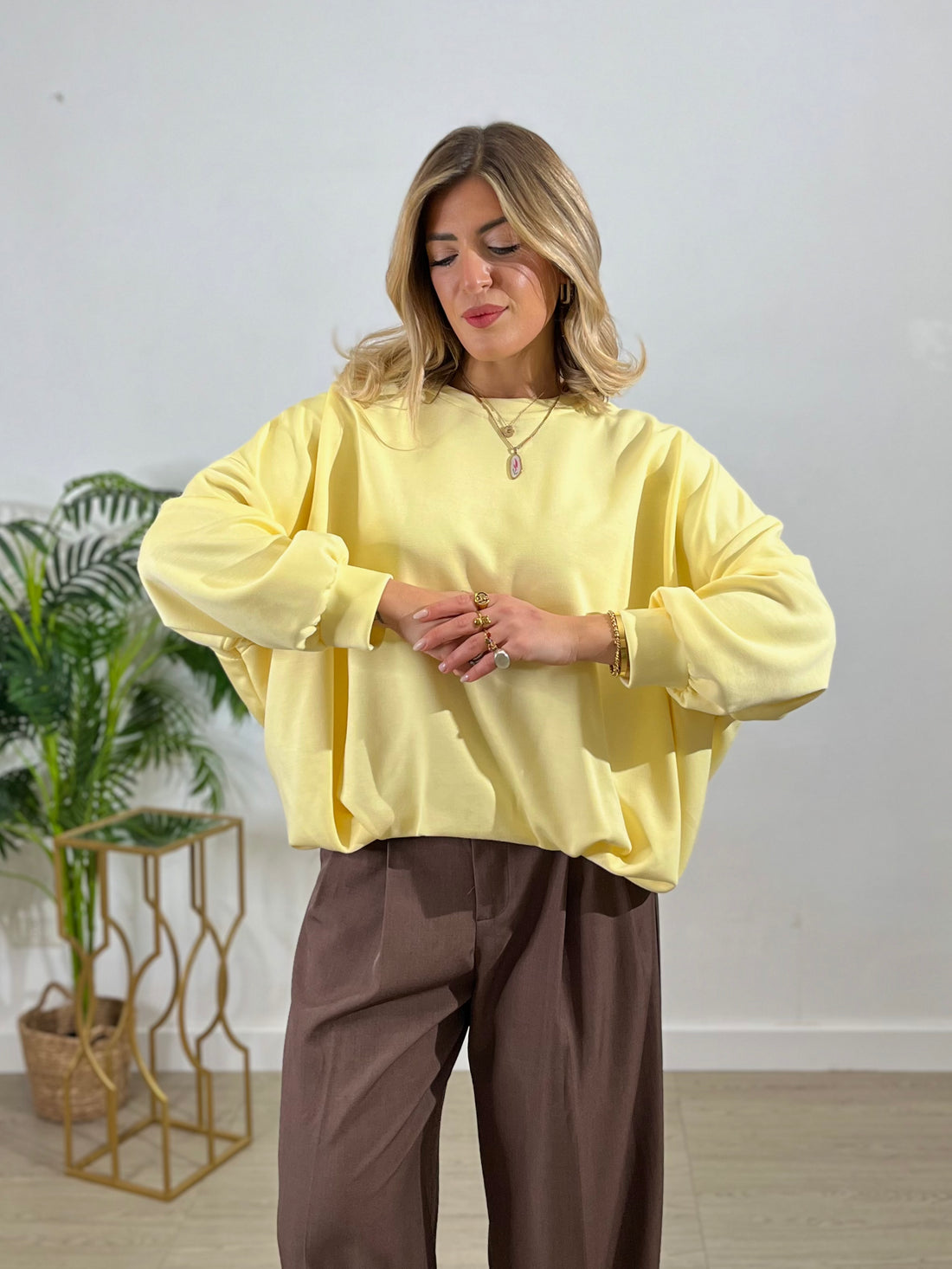 Maglia con fondo balloon - gialla