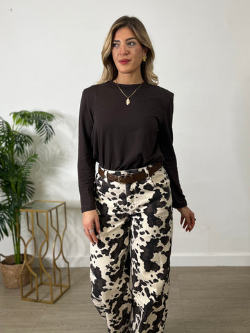 Shirt in cotone con spalline - marrone