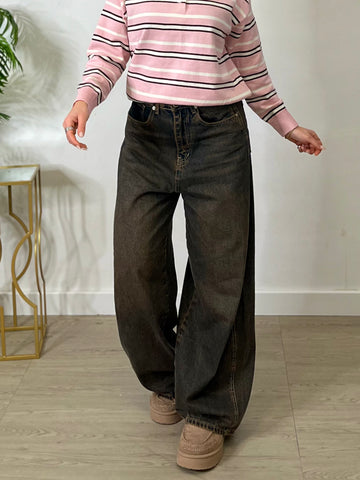 Jeans wide leg - marrone slavato