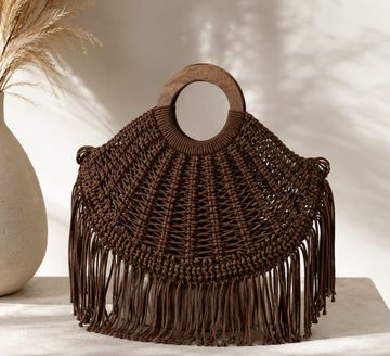 Borsa Macramè Frange – testa di moro