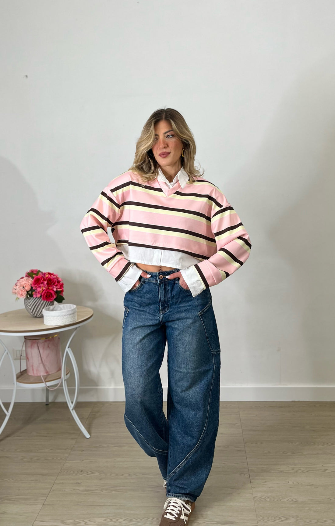 Shirt crop stile camicia