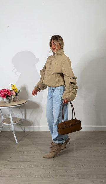 Giacca bomber drappeggiata kaki