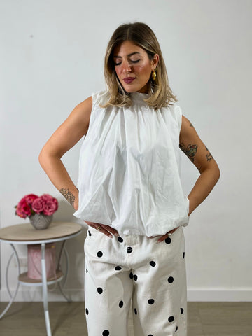 Shirt Balloon con schiena aperta - bianca