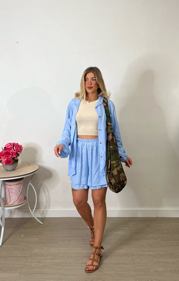 Coordinato con shorts - azzurro