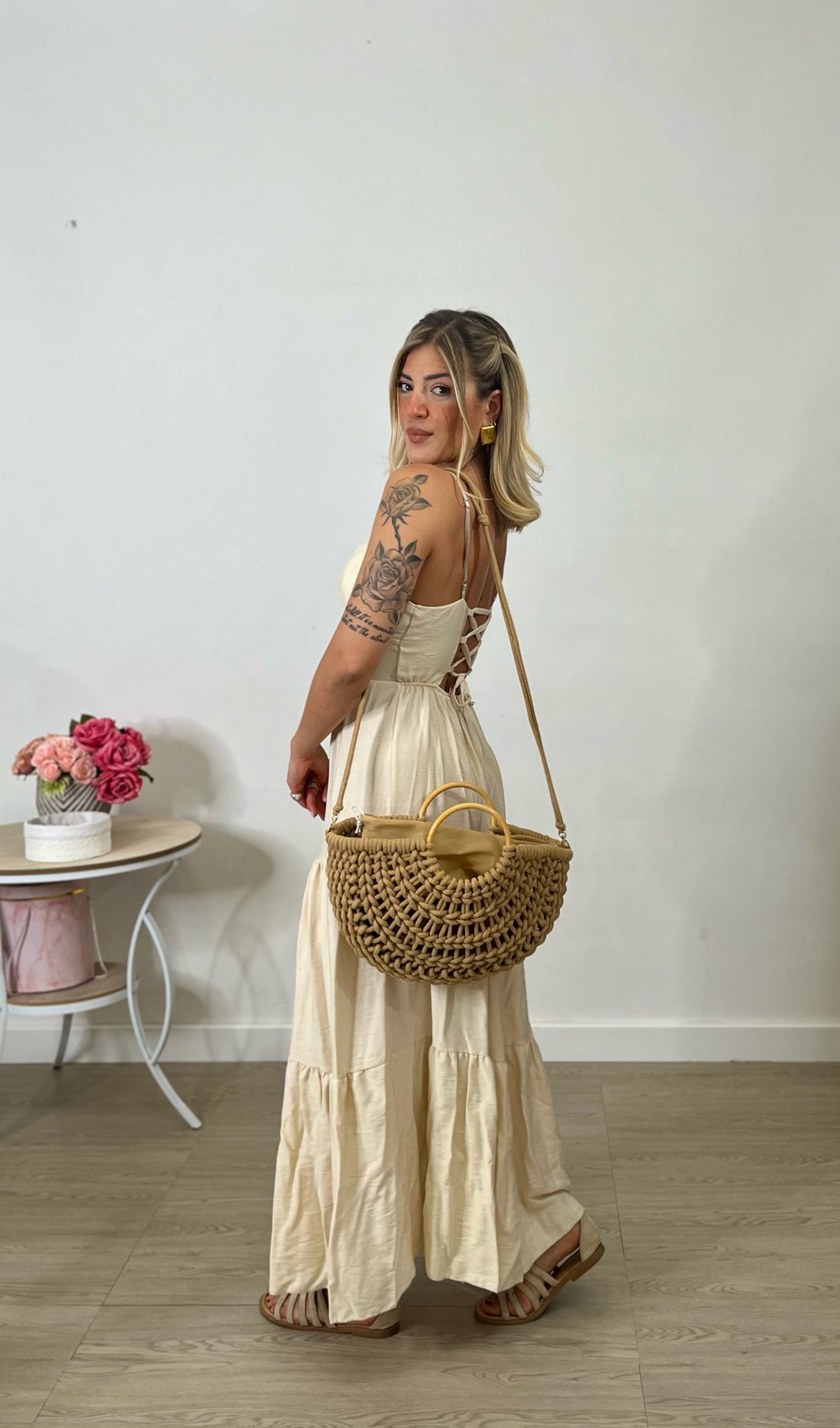Borsa intrecciata effetto crochet - conchiglia