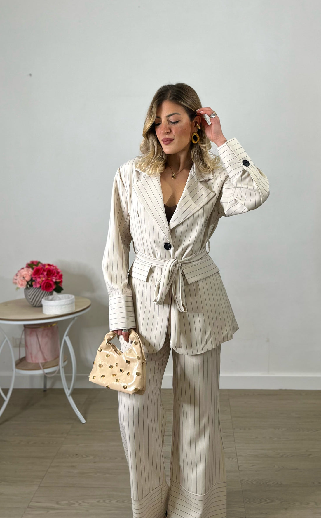 Completo gessato - beige