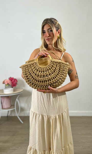 Borsa intrecciata effetto crochet - conchiglia
