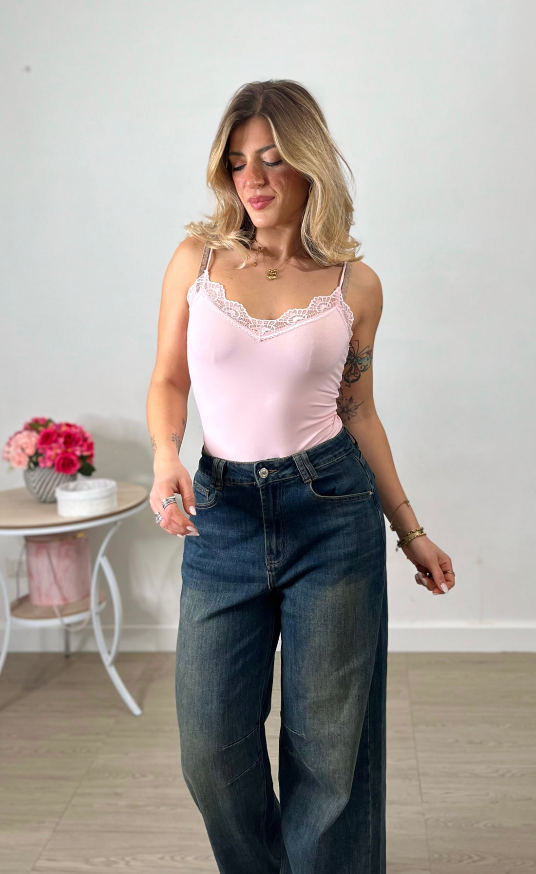Body pizzo - rosa