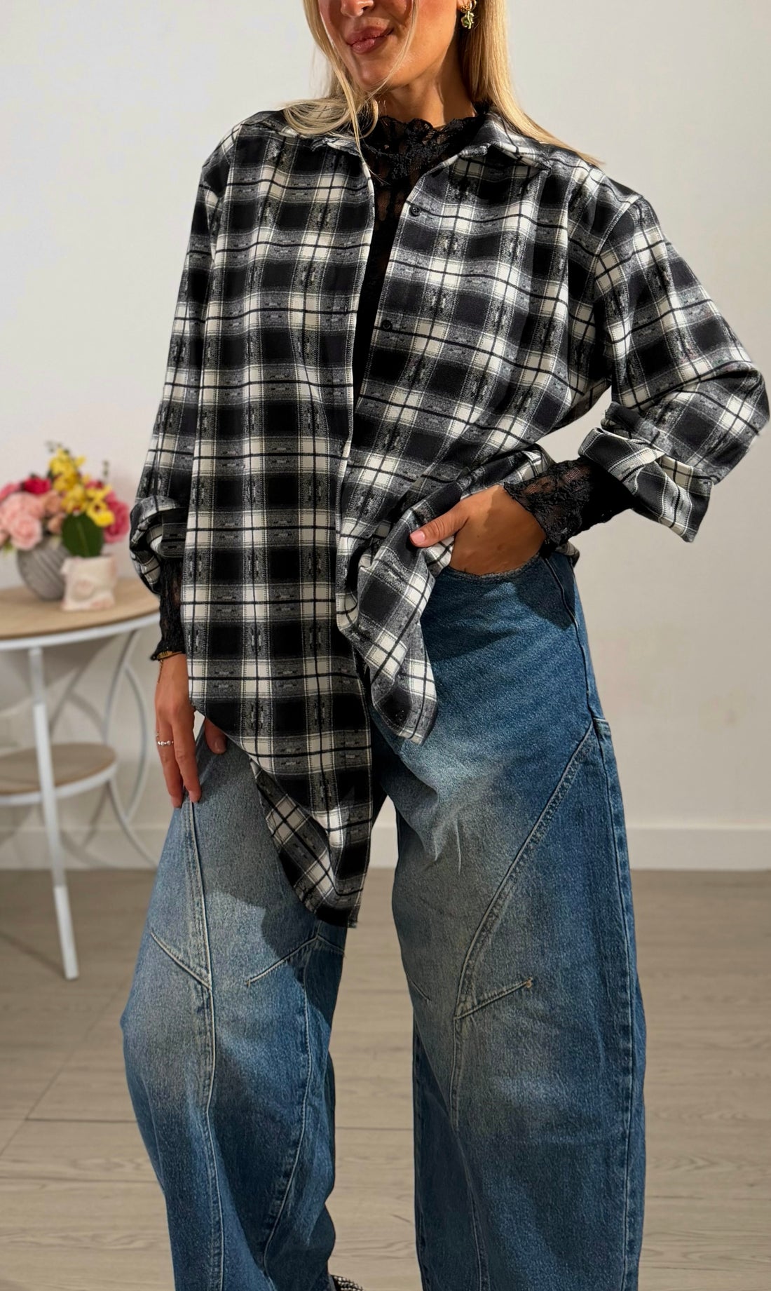 Camicia oversize check