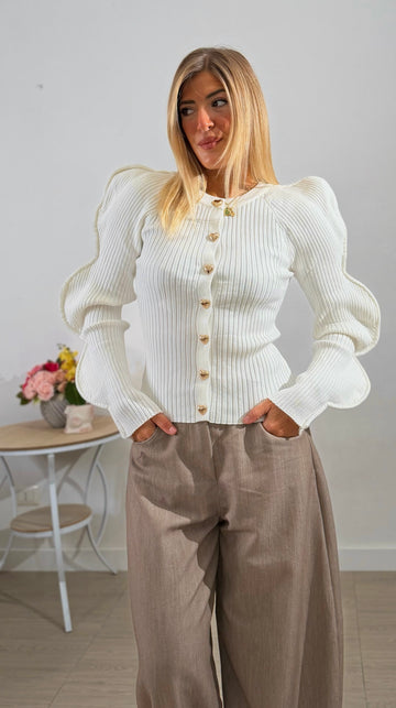 Cardigan costine con bottoni cuore