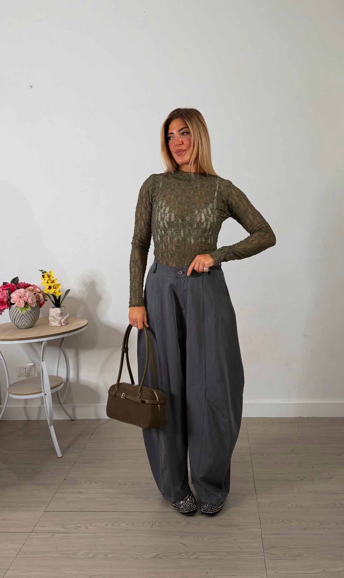 Shirt in pizzo - verde