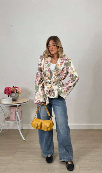 Blazer con cintura - floreale
