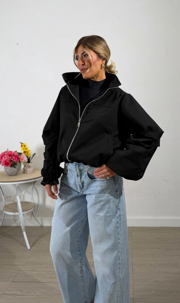 Giacca bomber drappeggiata nera