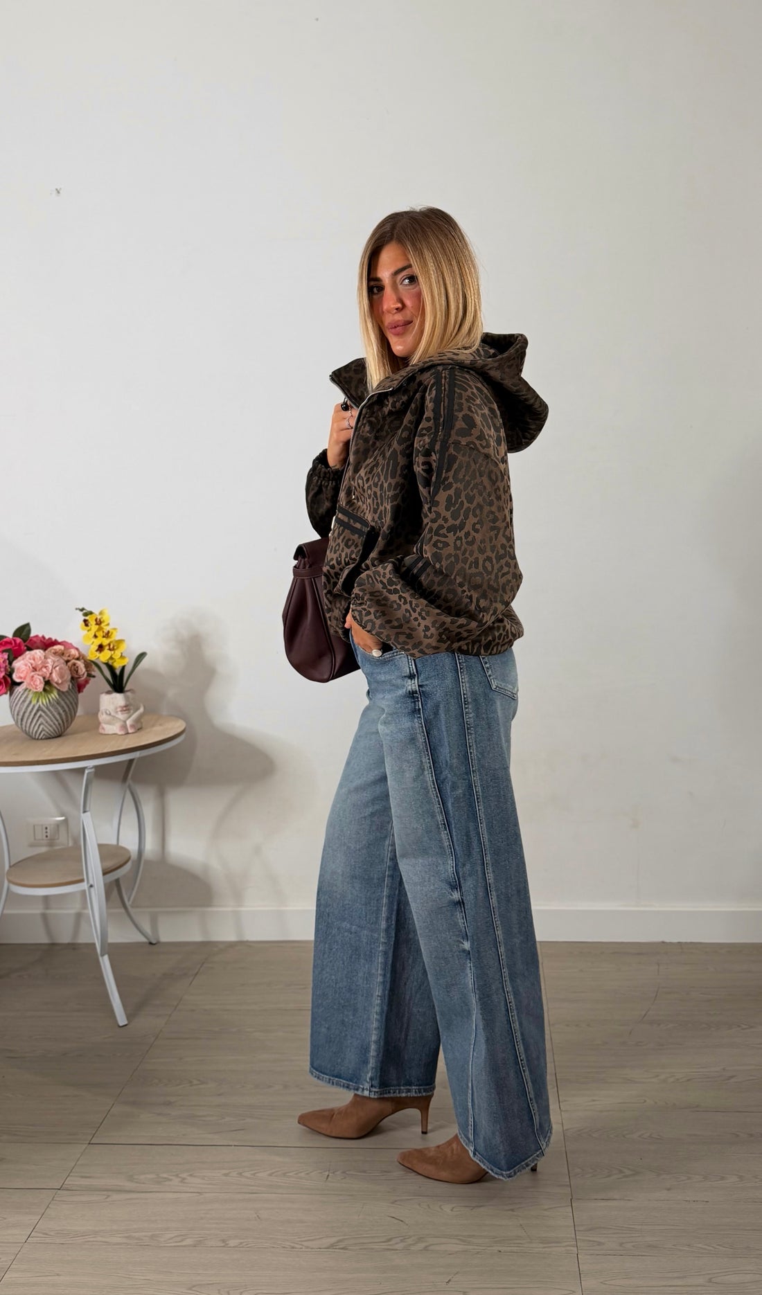 Jeans wide leg denim blu