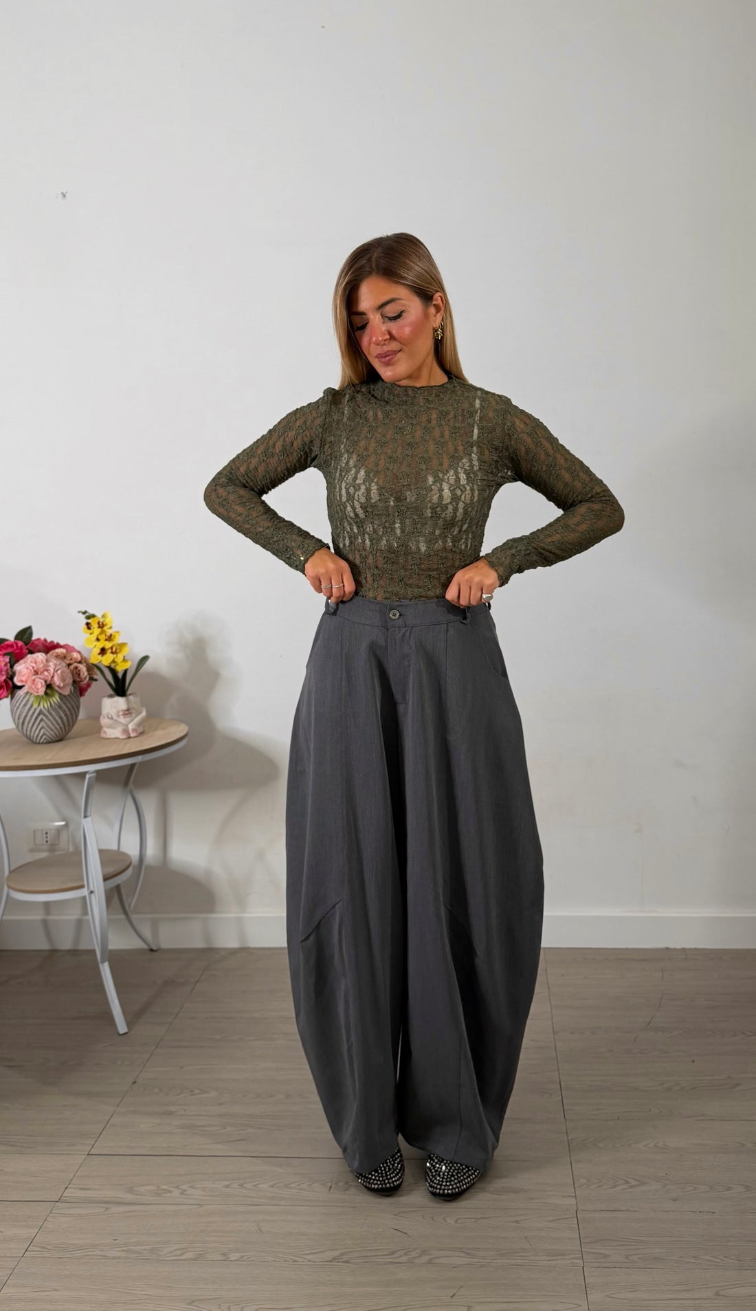 Pantalone balloon grey