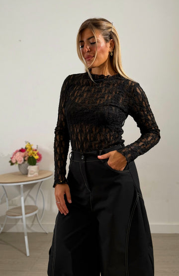 Shirt in pizzo - nera