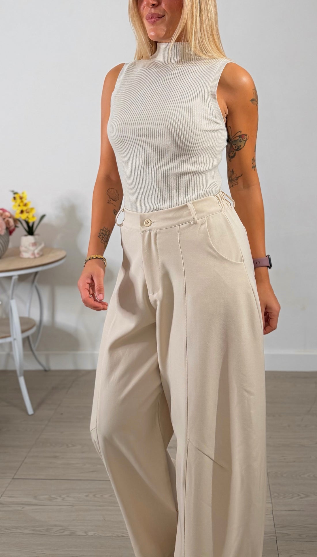 Pantalone sartoriale balloon - sand