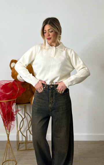 Pullover con colletto e bottoni