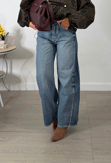 Jeans wide leg denim blu