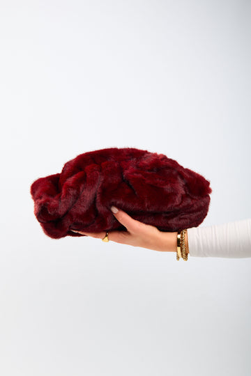 Pochette peluche - bordeaux