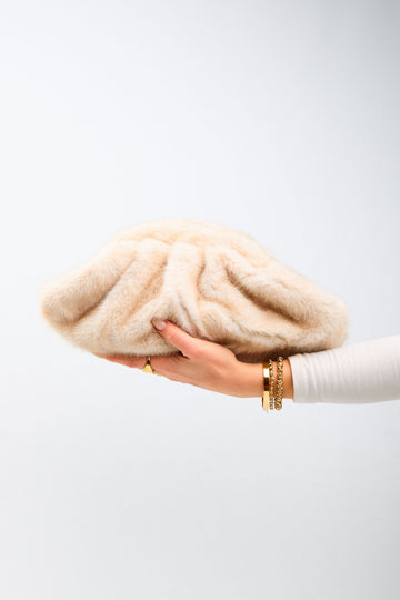 Pochette peluche - panna