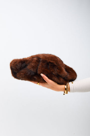 Pochette peluche - marrone